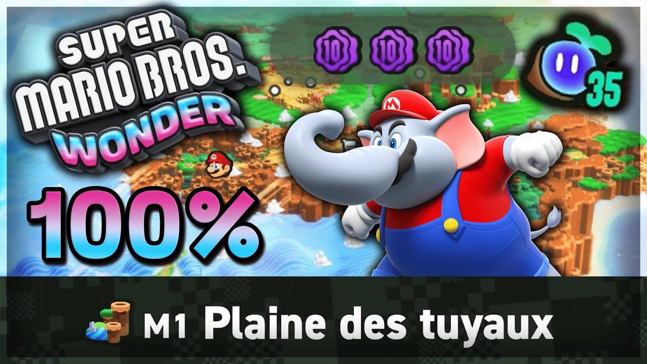 Toutes les GRAINES PRODIGES et PI&Egrave;CES de la Plaine des Tuyaux ! - 100% Monde 1 Mario Wonder