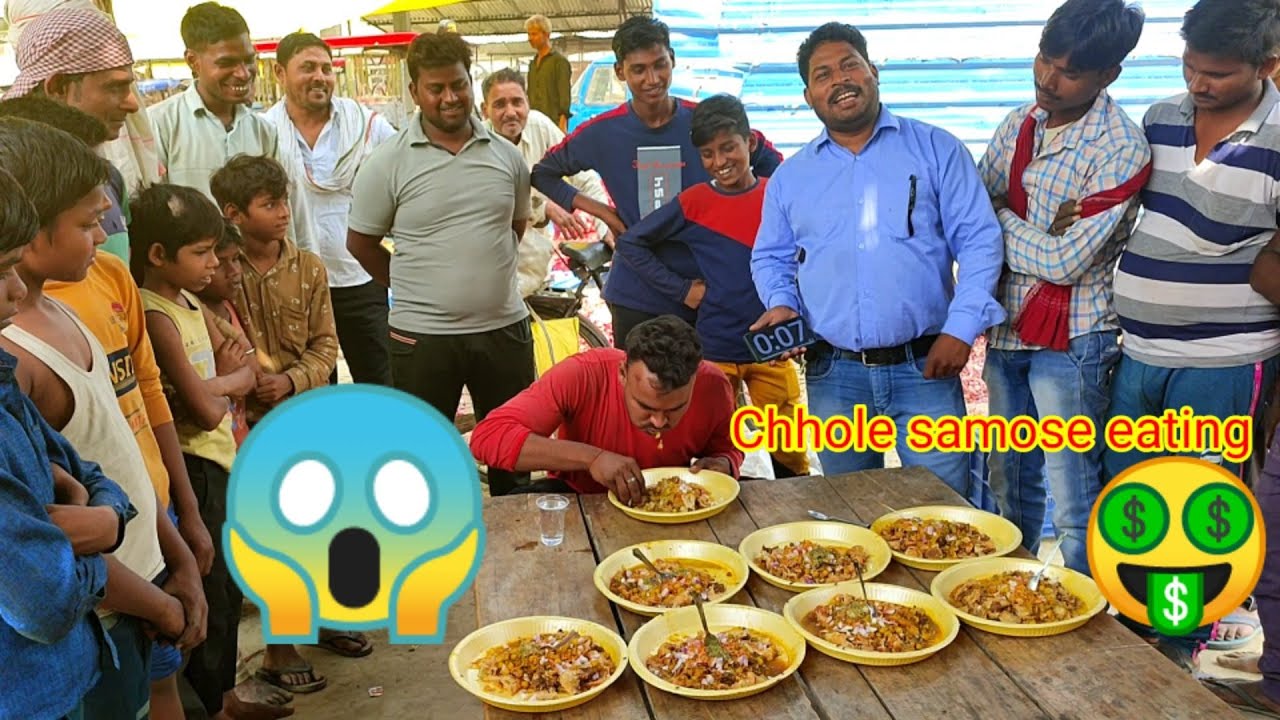 एक प्लेट छोला समोसा खाओ ₹400 ले जाओ. 🥪🍔🌮🥘state food chhola Samosa eating. new food challenging video