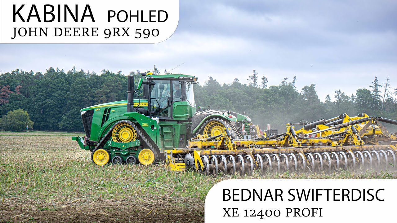 Z KABINY NEW John Deere 9RX 590 | Diskování s Bednar Swifterdisc 12400