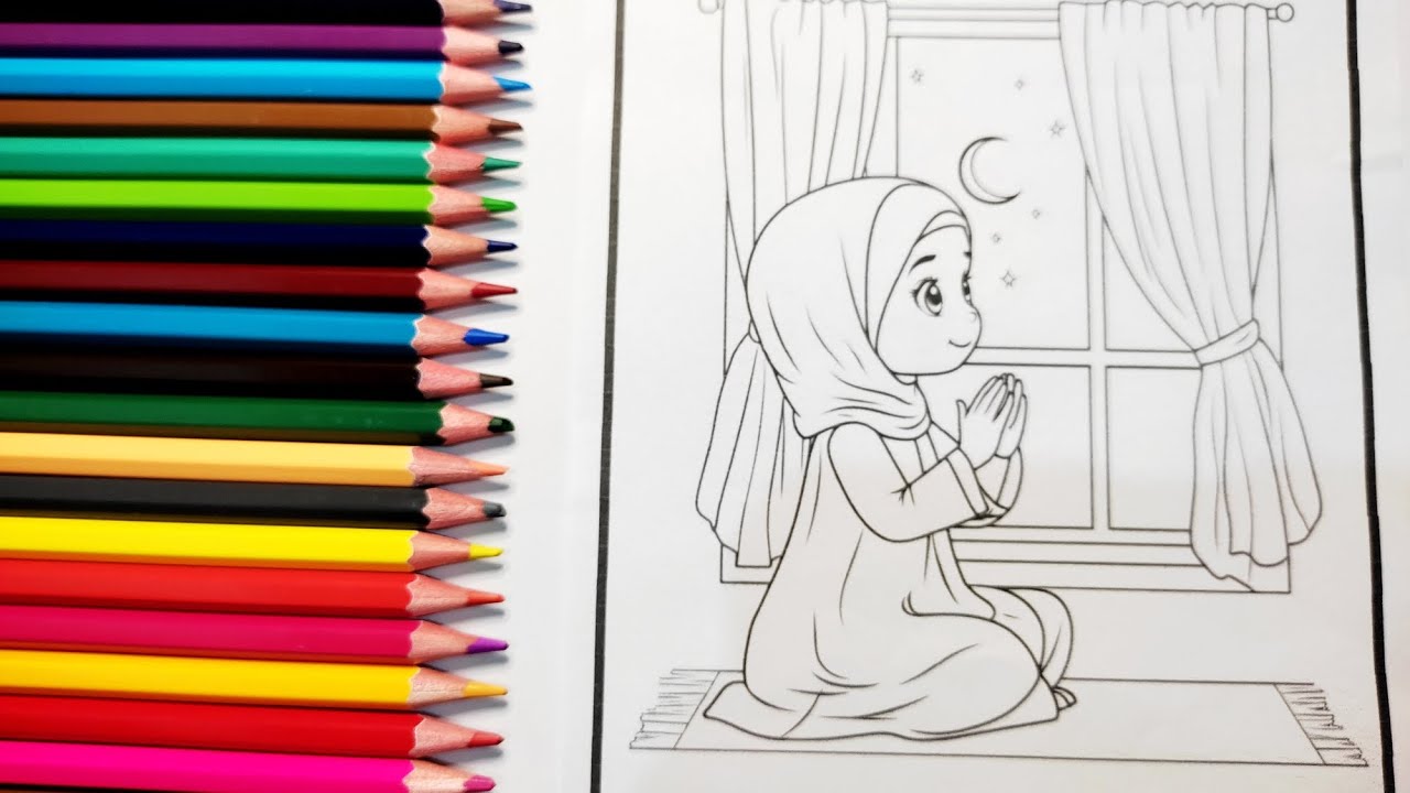 Mewarnai anak perempuan sedang berdoa ♥️ spesial ramadhan ♥️