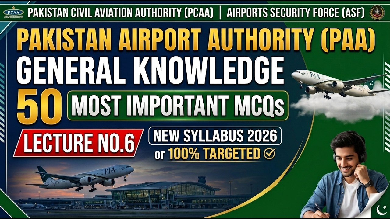 PAA General Knowledge MCQs | Lecture 6 | Pakistan Airport Authority Test Preparation 2026