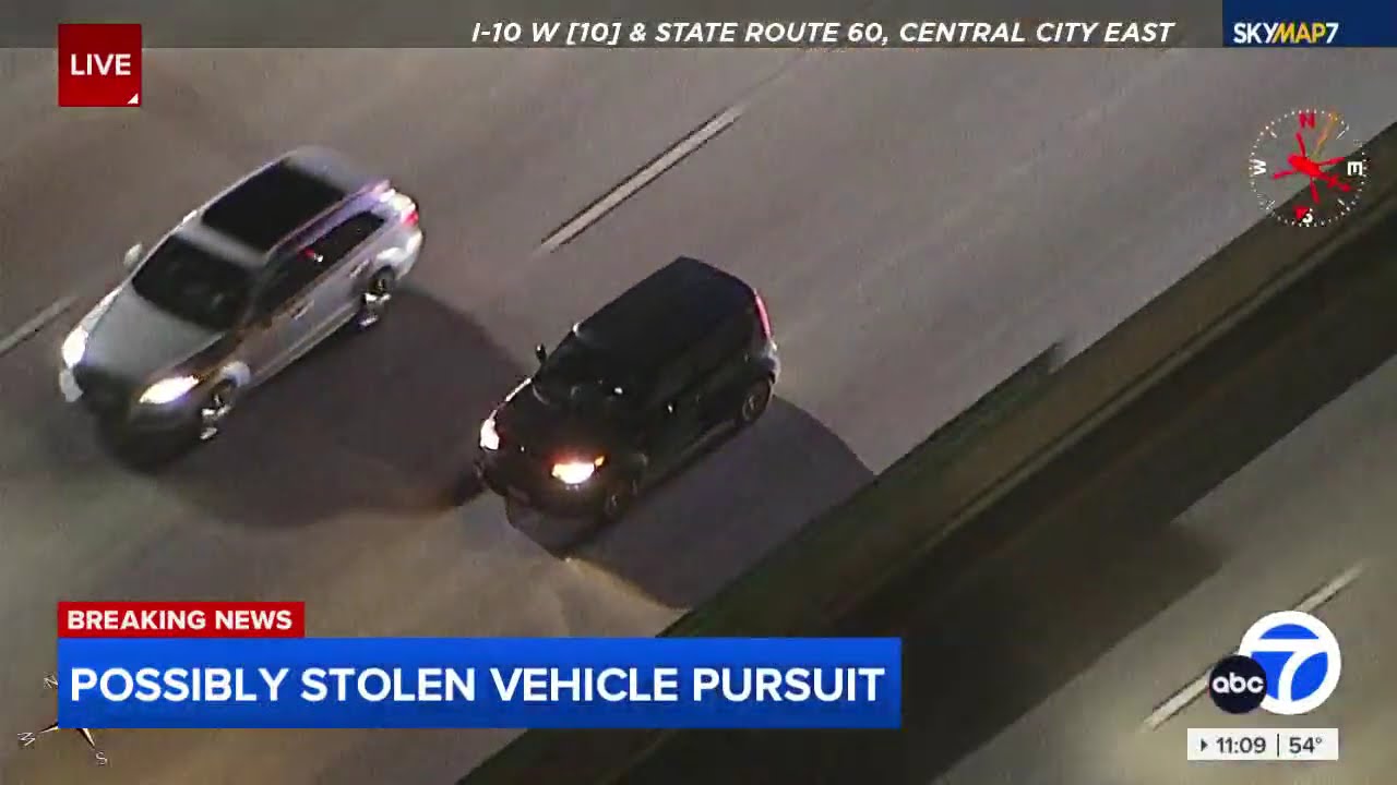 FULL CHASE: Police chase multiple suspects in reported stolen vehicle in DTLA