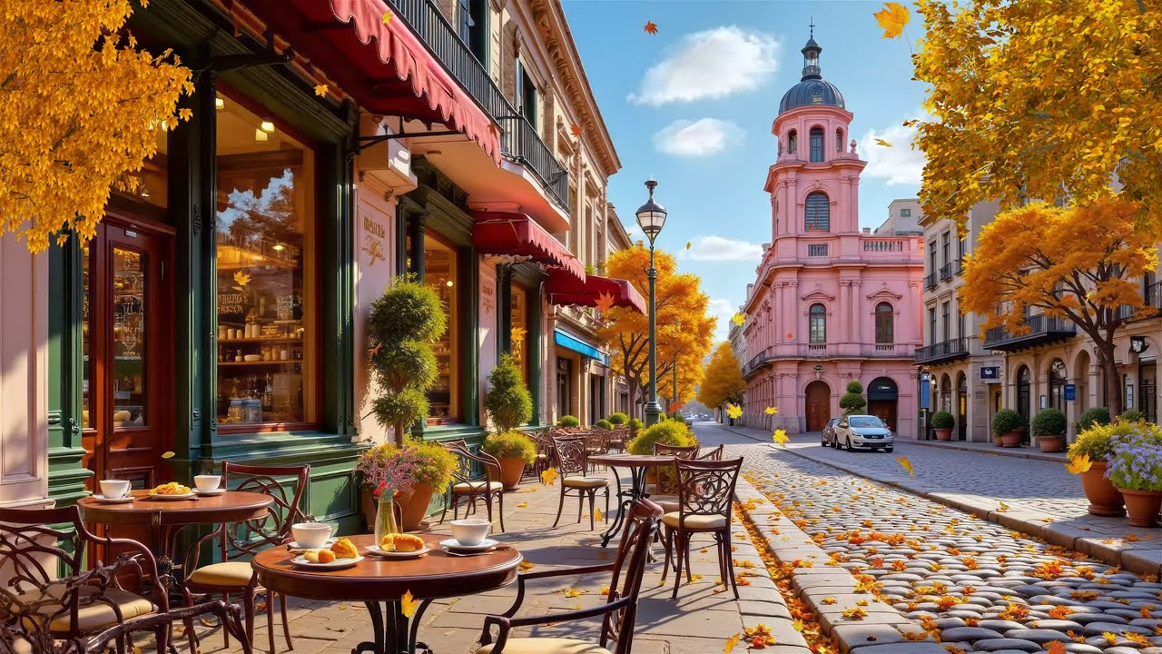 Morning Jazz in Buenos Aires Coffee Shop ☕ | Autumn Street Ambience with Tango & Cozy Fall Mood