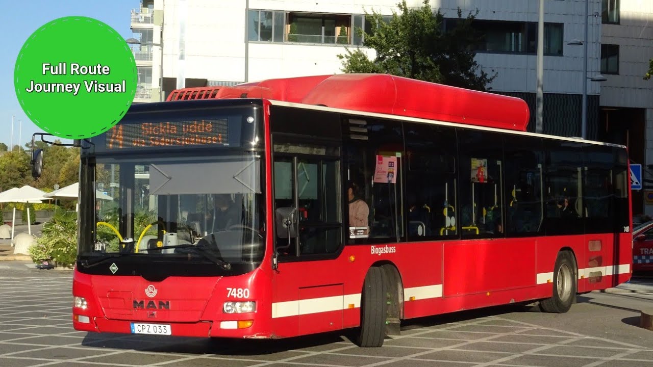 Storstockholms Lokaltrafik 74 Full Route Journey Visual- Hornsberg to Sickla udde | DHB335 7612