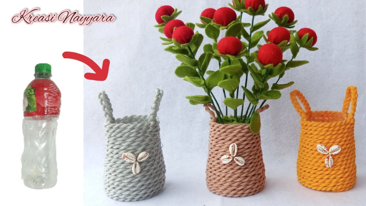 Vas Bunga Unik Cantik Dari Botol Bekas & Tali Kur || Best Out Of Waste