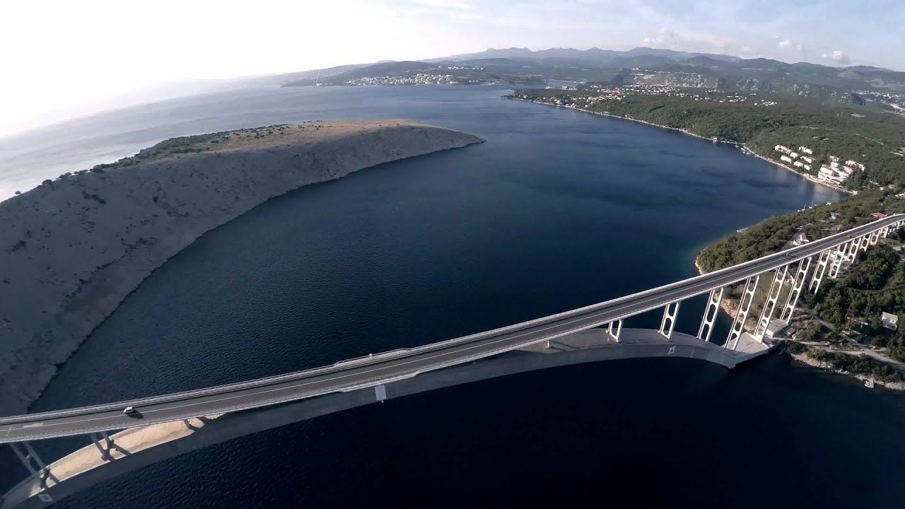 Most Krk | Krk Bridge | Croatia | Hrvatska | Drone against wind | Aerial video | 4K