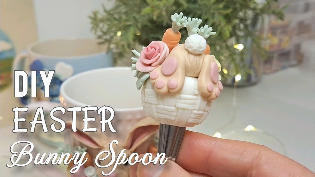 How to make a EASTER BUNNY🐰 SPOON  with Cold Porcelain - EASTER DIYS | Calm & Silent Video