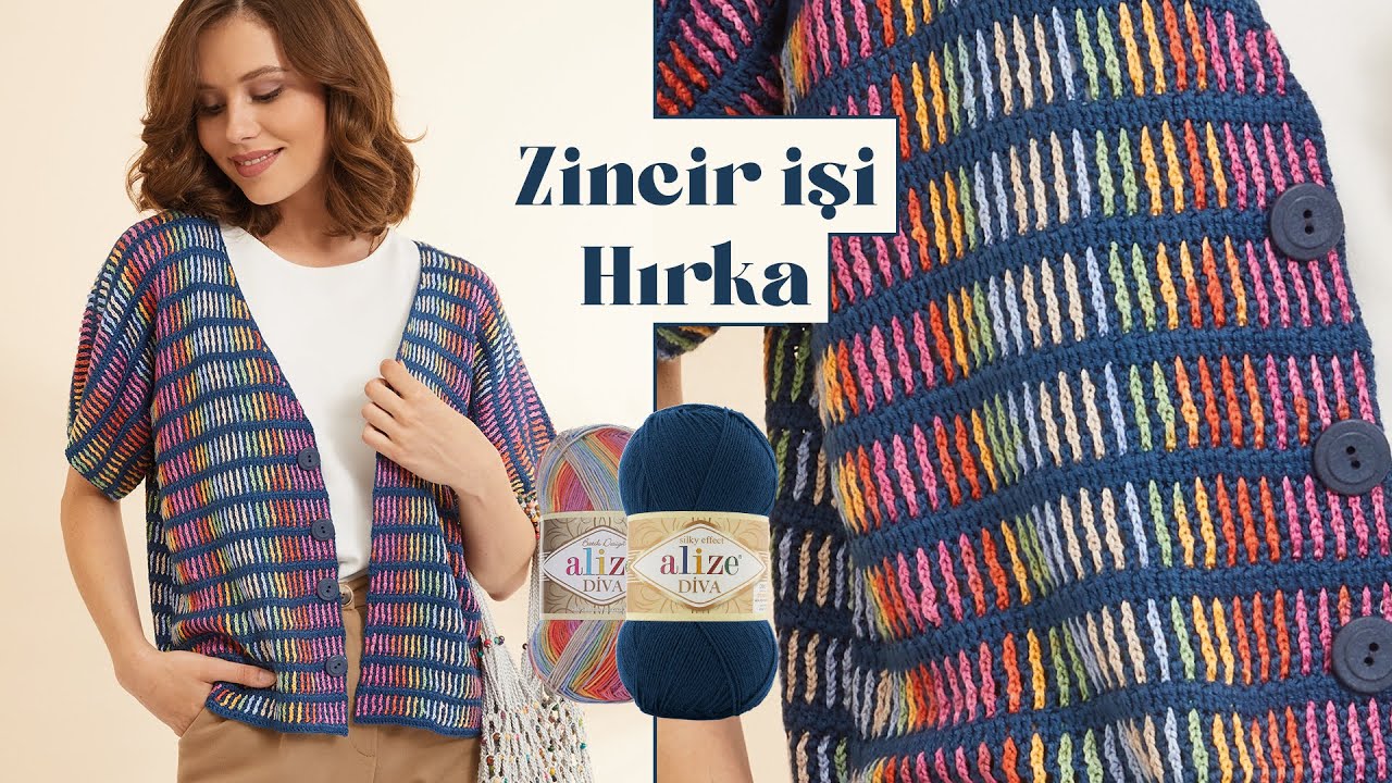 Diva ve Diva Batik ile Zincir İşi Hırka • Chain Stitch Cardigan • Кардиган С Воздушными Петлями