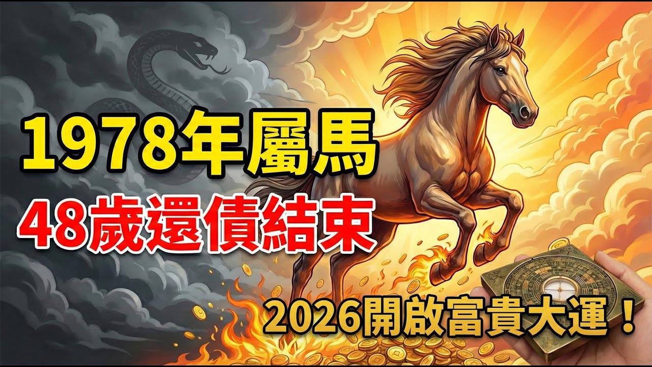 1978年屬馬的命太硬？這不是壞事！熬過蛇年，你的「還債期」正式結束，接下來是一整年的馬年富貴大運！
