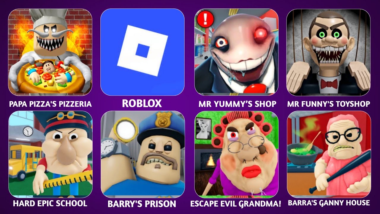 ROBLOX: Escape Papa Pizza's Pizzeria! (SCARY OBBY).BARRY'S PRISON RUN (OBBY).GREAT SCHOOL BREAKOUT!