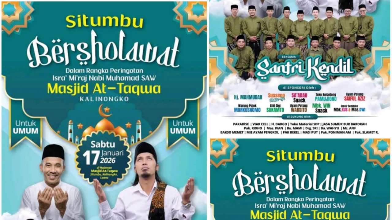 Situmbu Bersholawat bersama Santri Kendiel Masjid At Taqwa kalinongko   #santrikendiel