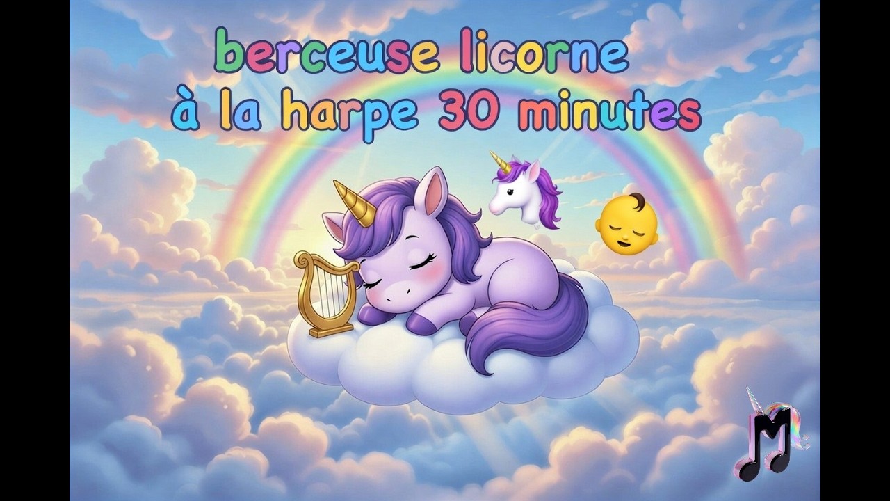 Berceuse Licorne à la Harpe 🦄 30 Minutes de Musique Douce pour Dormir