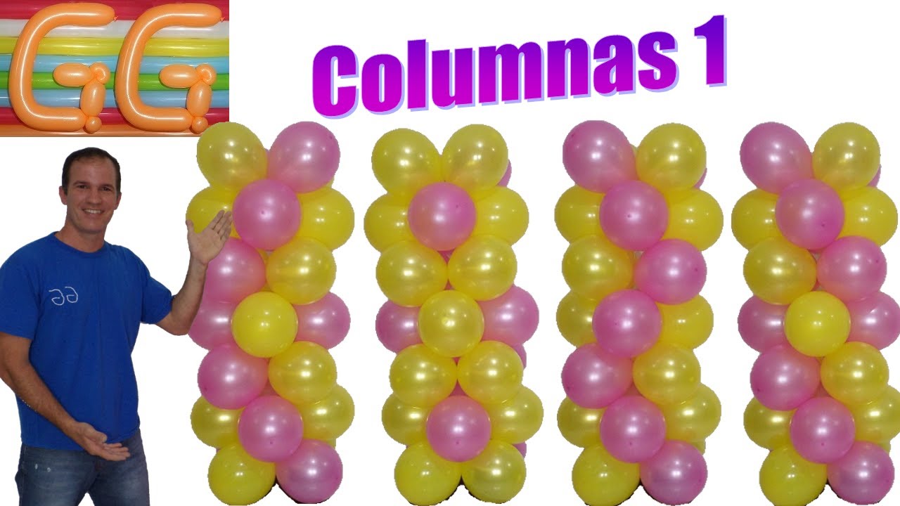 como hacer torres de globos sin base - decoracion con globos - columnas o pilares de globos