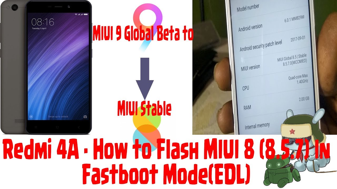 Redmi 4A - How to Flash MIUI 8 (8.5.7) In Fastboot Mode(EDL) | MIUI 9 Global Beta to Stable| TAMIL |