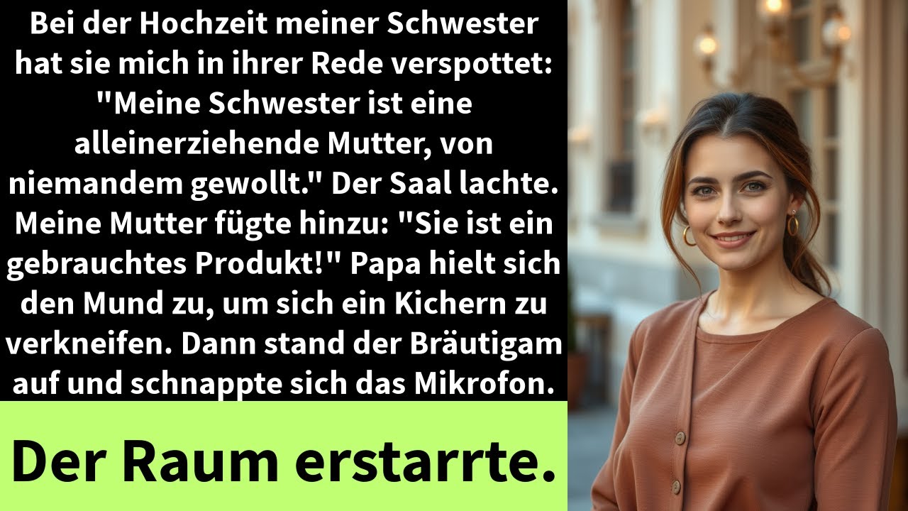 Bei der Hochzeit meiner Schwester hat sie mich in ihrer Rede verspottet: "Meine Schwester ist eine