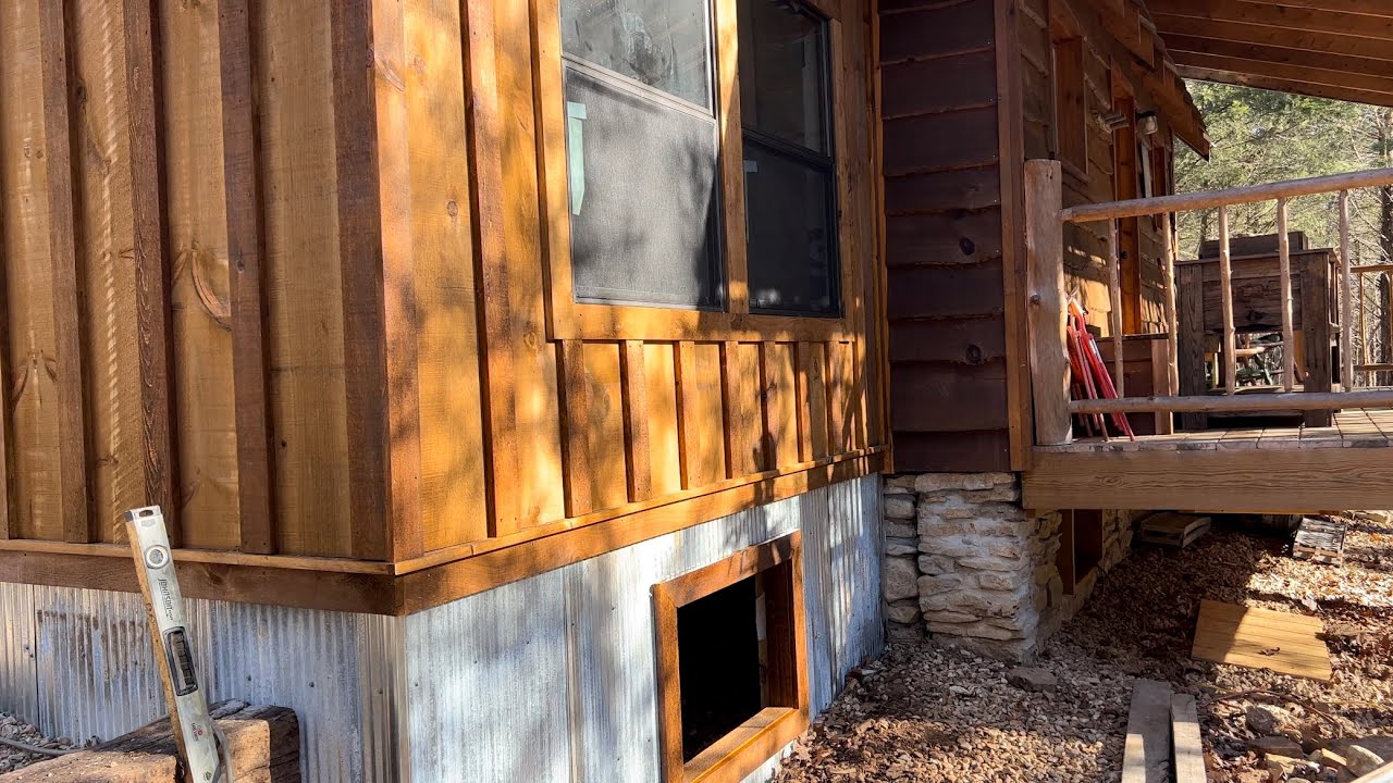 Finished the Board and Batten Siding on the Cabin!!