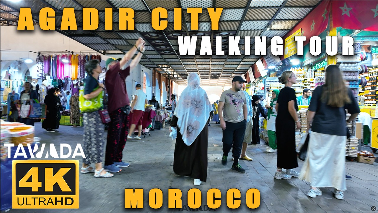 Agadir city walking tour 2023 - Morocco 4K UHD