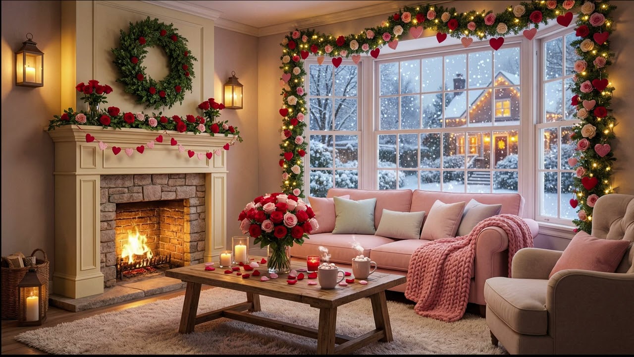Valentine’s Winter Café Ambience ❄️ Smooth Jazz for Quiet Love • 3-Hour Seamless Loop