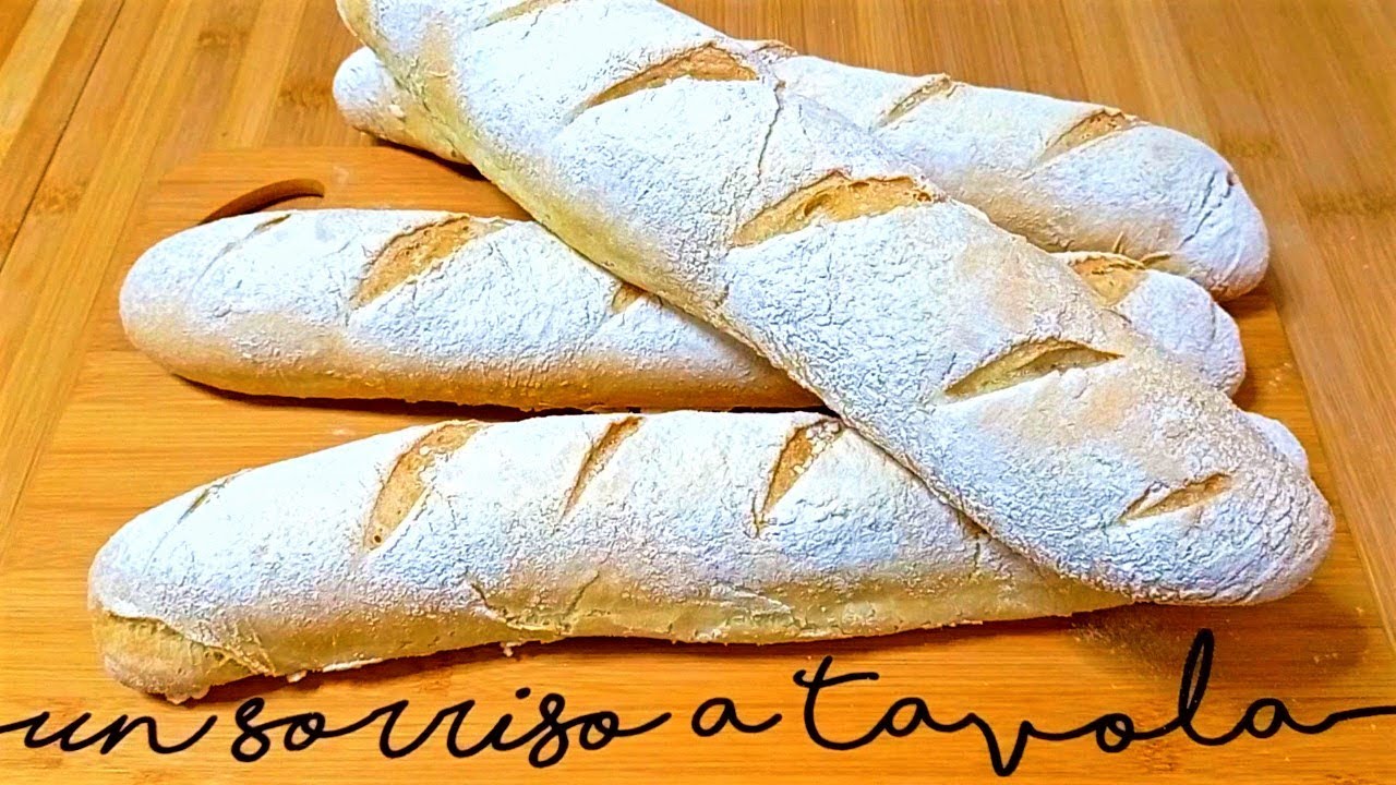 PANE TIPO BAGUETTE FATTO IN CASA - FACILE SENZA IMPASTO - PANE CROCCANTE