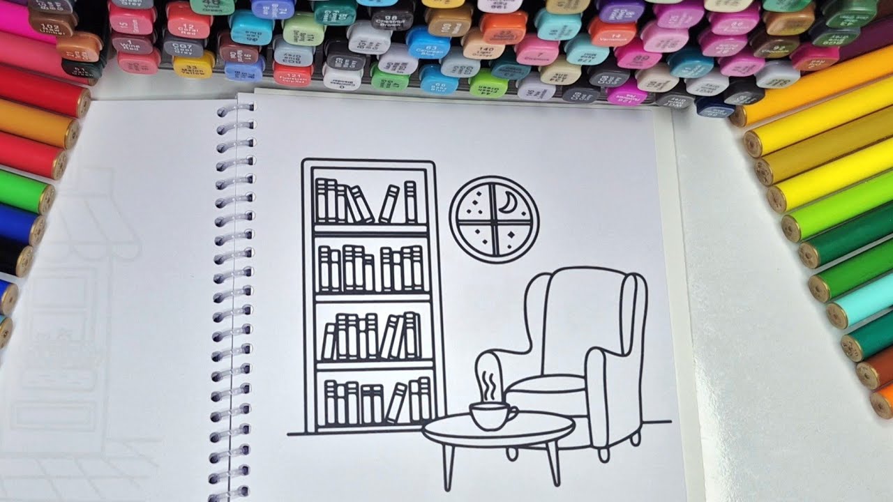 Cozy Coloring | ASMR Color with Me | Autumn Library Relaxing Vibes☕️