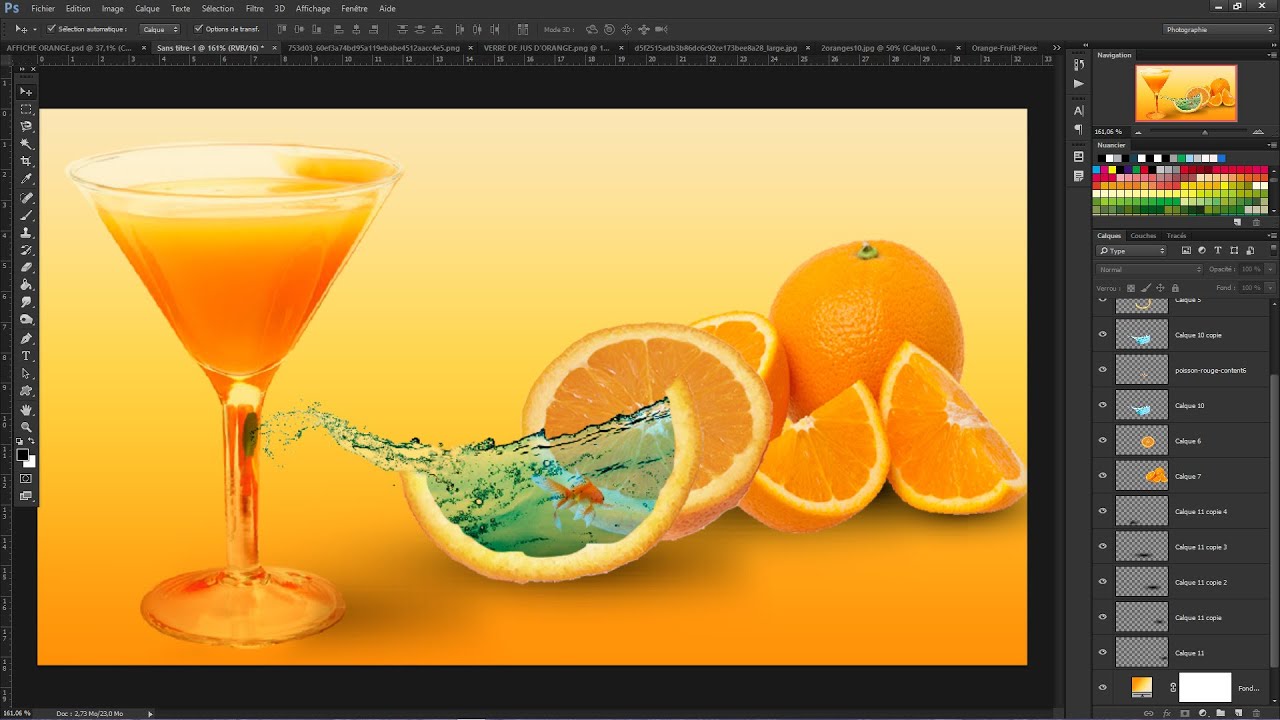 Tutoriel Photoshop ,  Projection et Transparence de L'Eau ...réaliser une composition simple