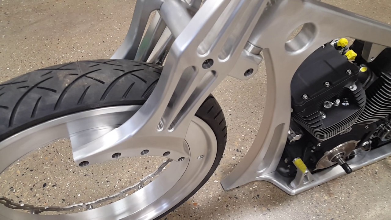 Ballistic cycles double hubbless motorcycle.