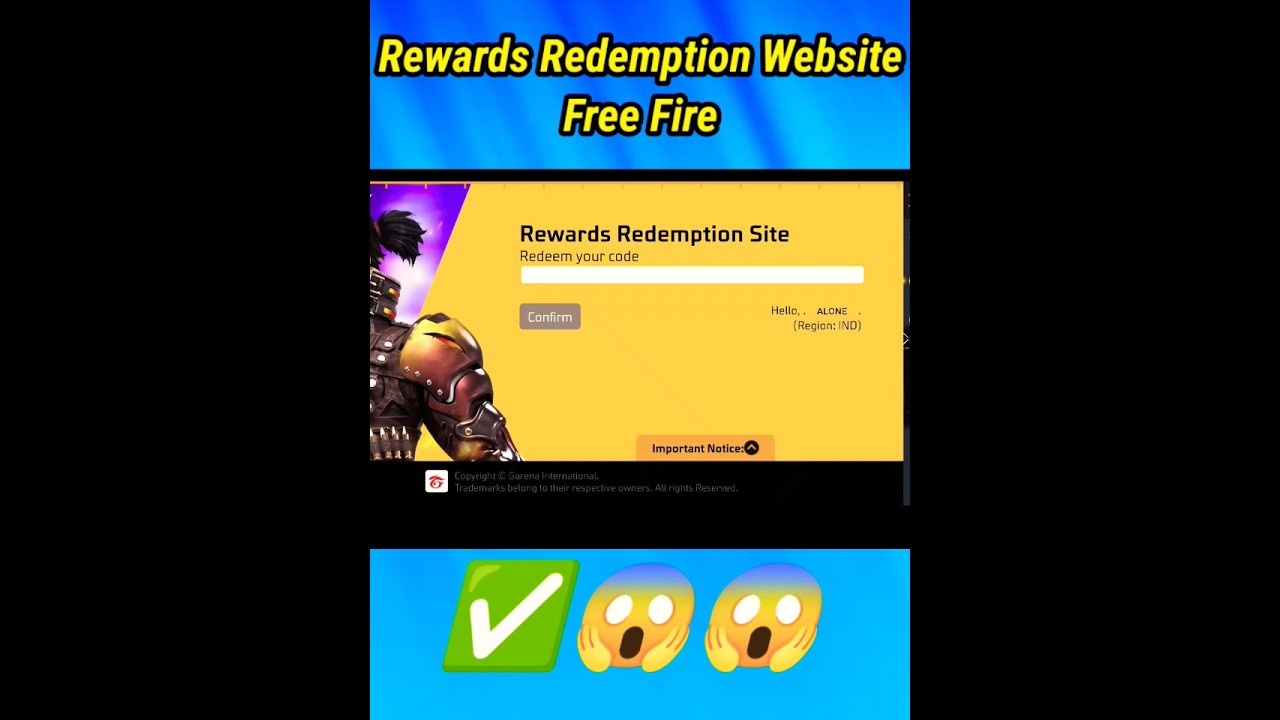Rewards Redemption Website Free Fire | Reward Redemption site || #short