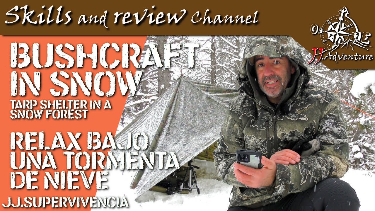 ✅ Bushcraft in the BLIZZARD | RELAX bajo una tormenta de nieve | Tarp shelter 🔥