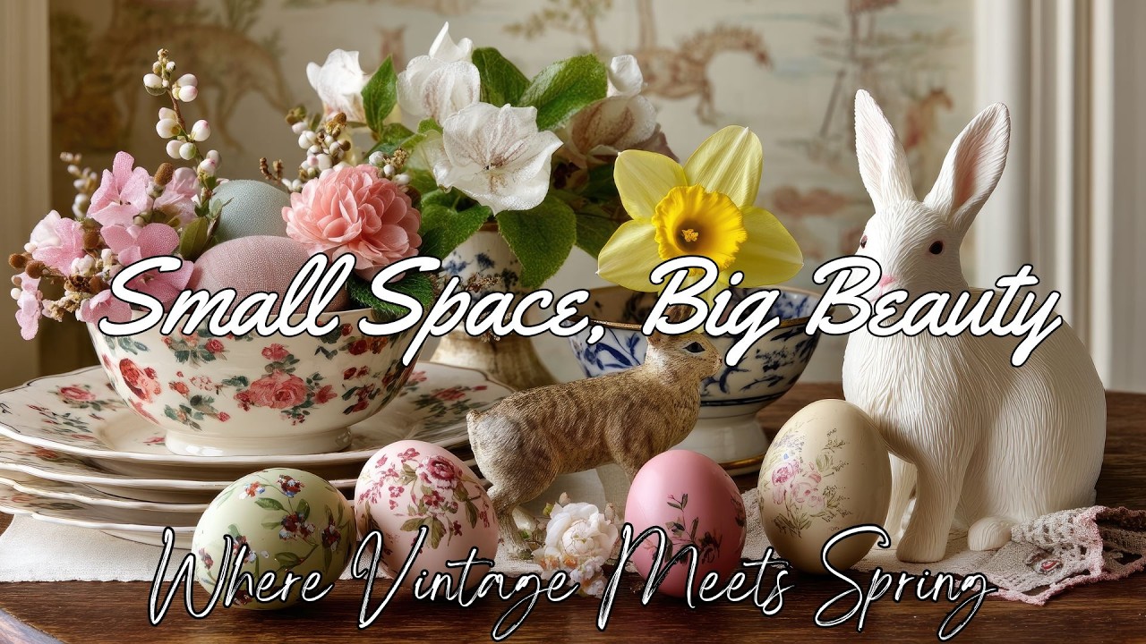 Romantic Farmhouse Easter Table & Nook Ideas | Small Space Friendly Elegance