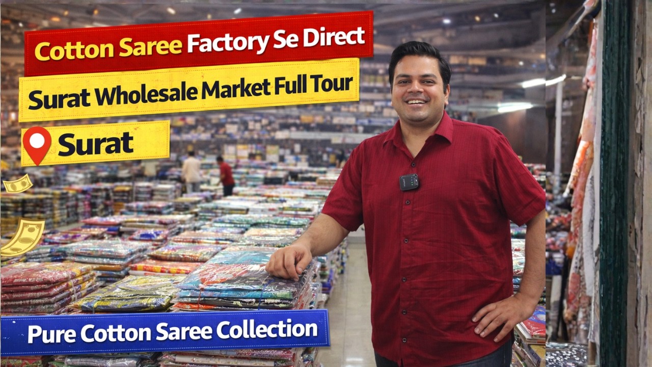 Cotton Saree Factory Se Direct | Surat Wholesale Market Full Tour  Pure Cotton Saree Collection