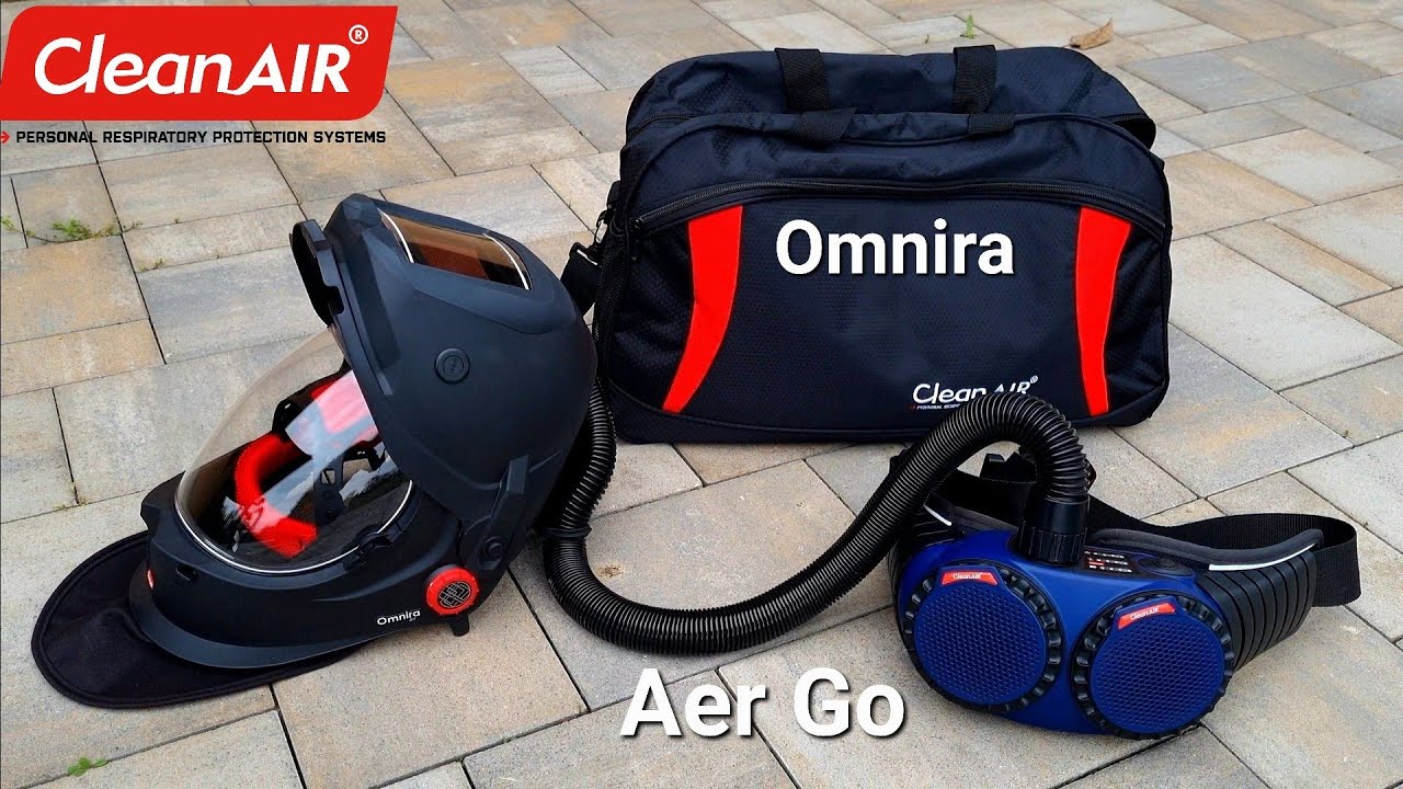 Откидная сварочная маска с защитой органов дыхания CleanAIR Omnira COMBI air plus фильтрующий AerGo