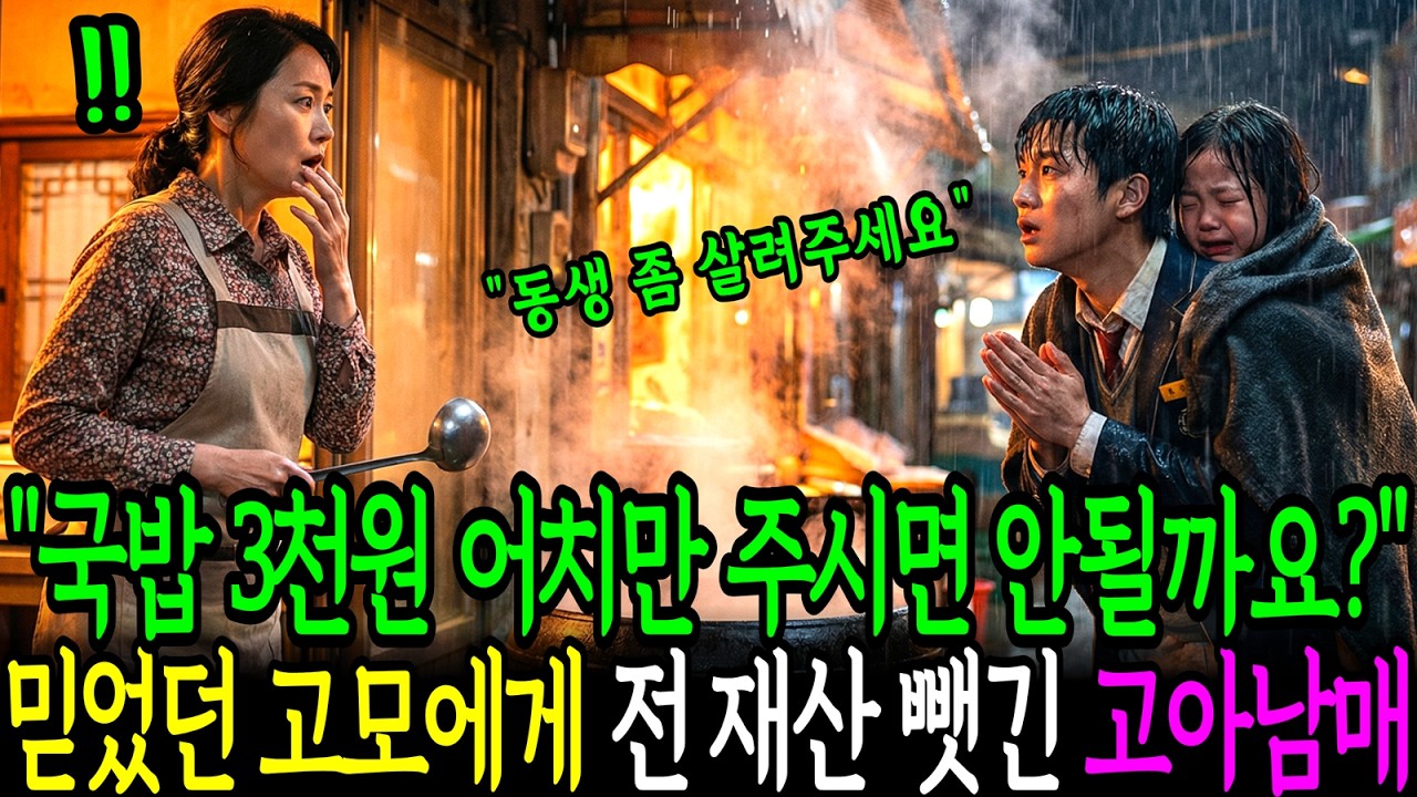고모에게 전재산 뺏기고 한겨울에 쫓겨난 불쌍한 고아 남매, 시장통 국밥 한그릇이 남매의 인생을 송두리째 바꾸는데...ㅣ노후사연ㅣ감동사연ㅣ사연라디오ㅣ오디오북