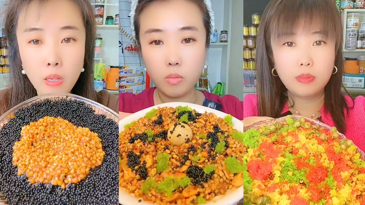Colorful Tobiko and Spicy Crunch Bowl Mukbang ASMR Feast