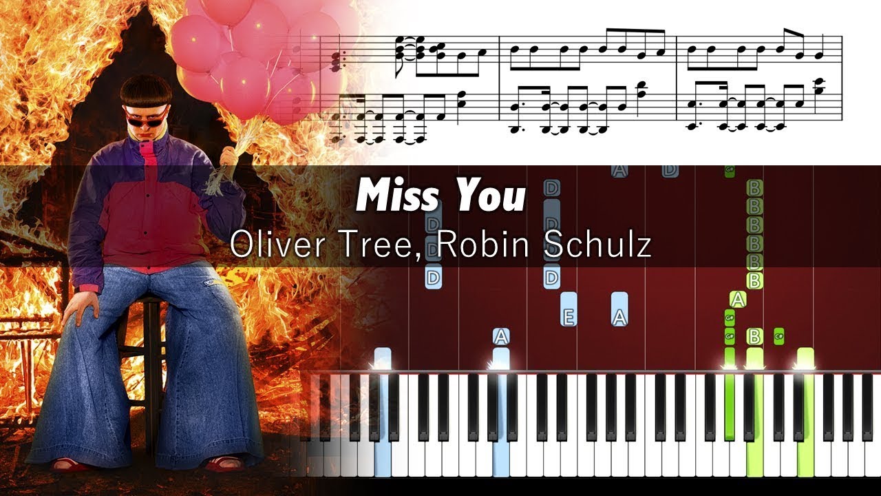 Oliver Tree & Robin Schulz - Miss You - Epic Piano Tutorial with Sheet Music