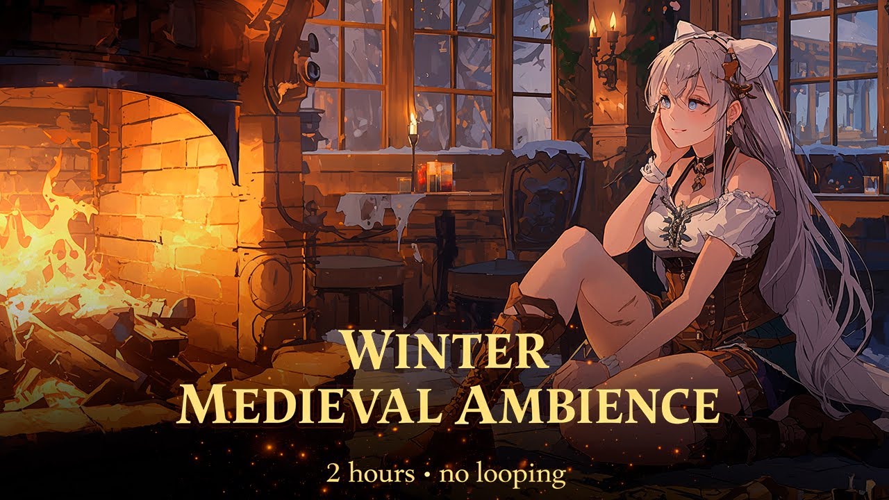 Last Ember Smile🔥 | Snowy Inn Interior | Cozy Fantasy Music | Night’s End🎵