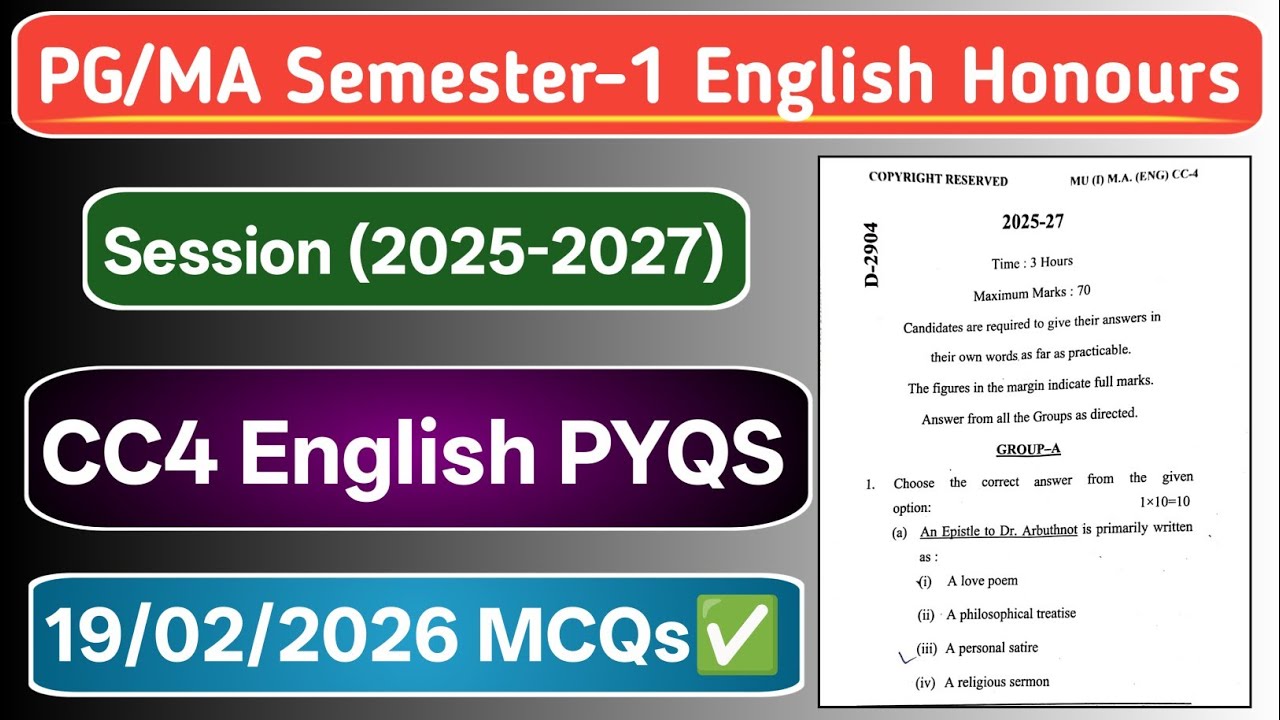 LNMU PG/MA 1st Semester CC-4 English PYQs (2025-2027) | PG English Previous Year Questions Paper |