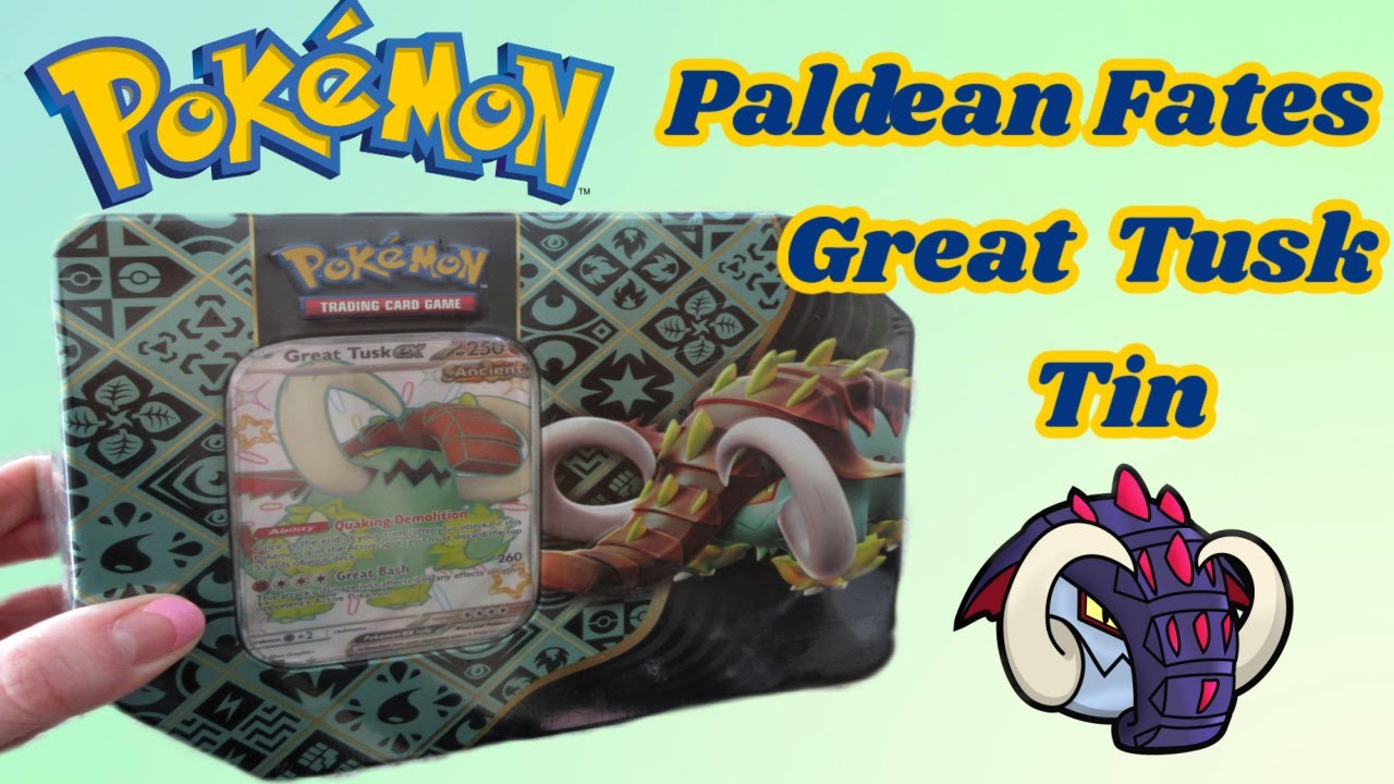 Opening Pokemon TCG Paldean Fates Tin - Great Tusk