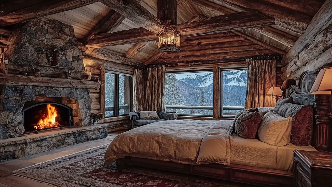 ✨ Romantic Winter Cabin Suite | Soft Lantern Glow & Fire Sounds | Insomnia Relief
