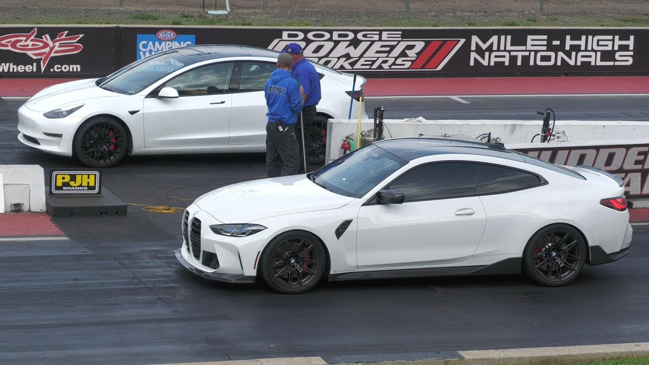 Tesla Model 3 против BMW M4 2023 года