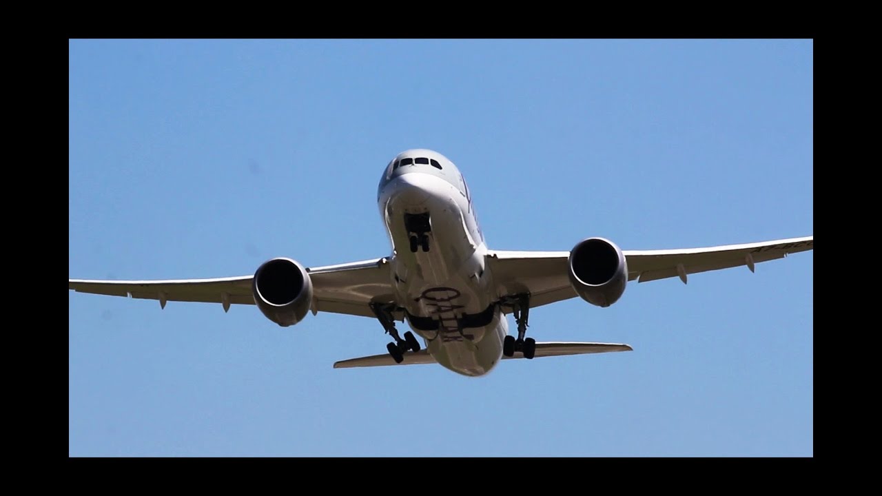 Boeing 787 Dreamliner Fly By - Royalty Free Aircraft HD Stock Video Footage.