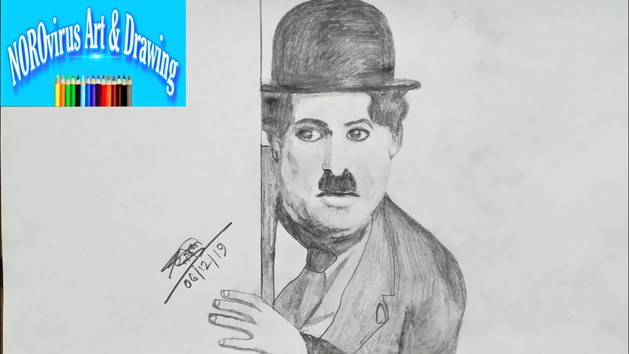 How to Draw Charlie Chaplin Sketch * New tutorial *