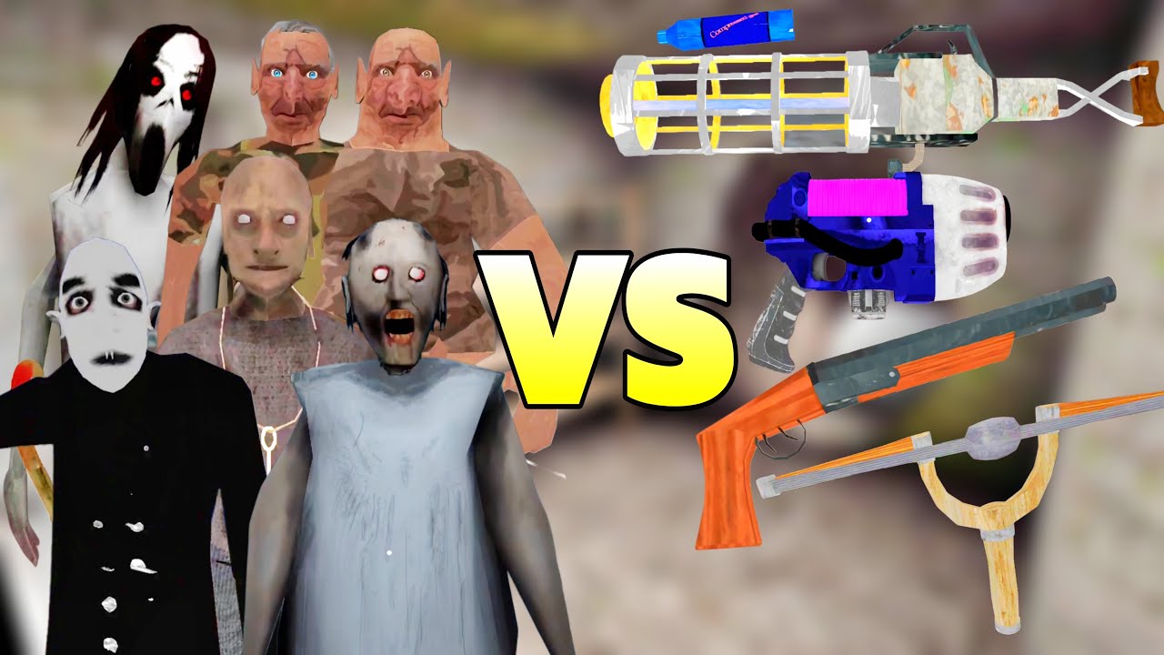 Granny Grandpa Slendrina All Family vs Unli Ammo Weapons