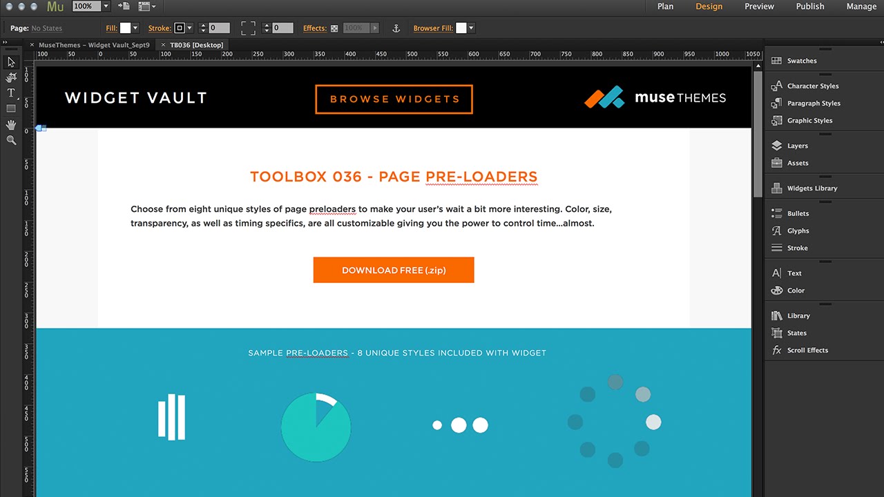 Muse Animated Preloaders - FREE Widget - MuseThemes.com