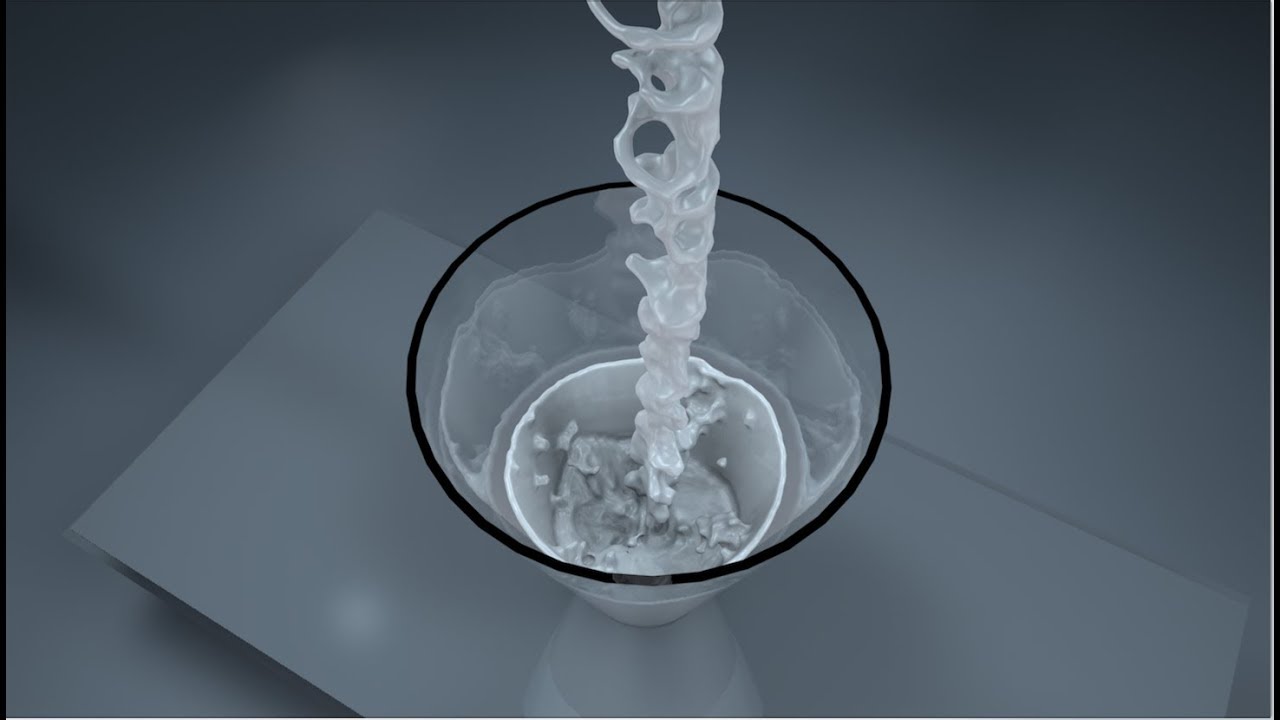 Falling Real flow Water in Glass using Cinema 4D Tutorial