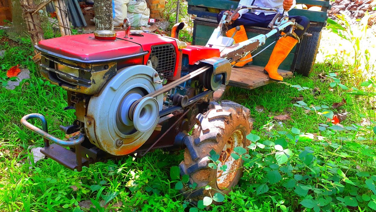 Kubota K75 න් පොල් ඇදීම🤟🏝️01 I Pulling coconut from the Kubota K75 I single-cylinder diesel #tractor