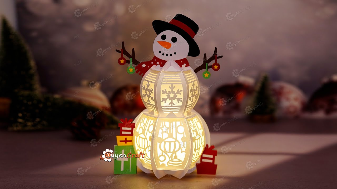 How to make Snowman Lantern - DIY Christmas Decorations - Paper Lantern SVG for Cricut Projects