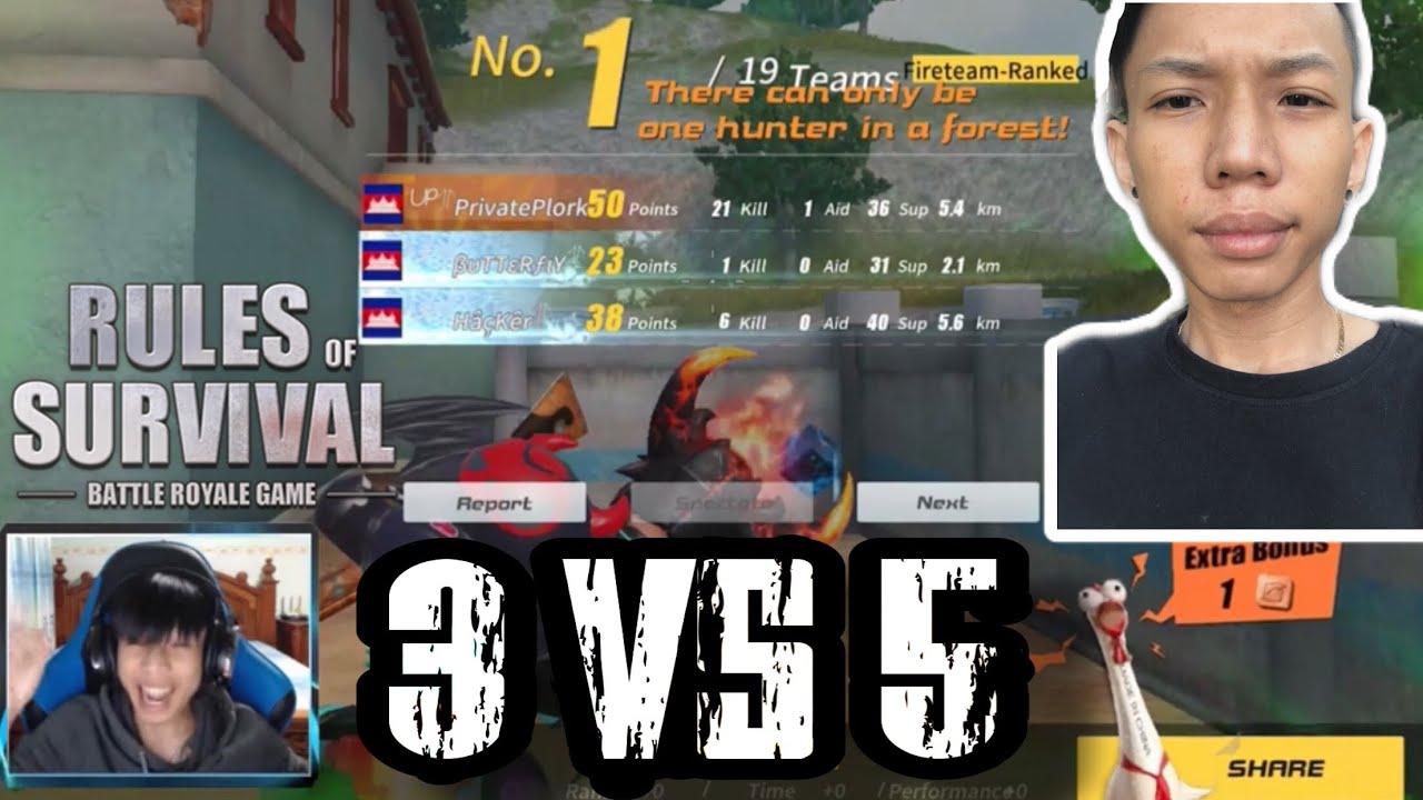 3 VS 5 Against Stream Snip /Rules Of Survival/-Ep.184/PrivatePlork