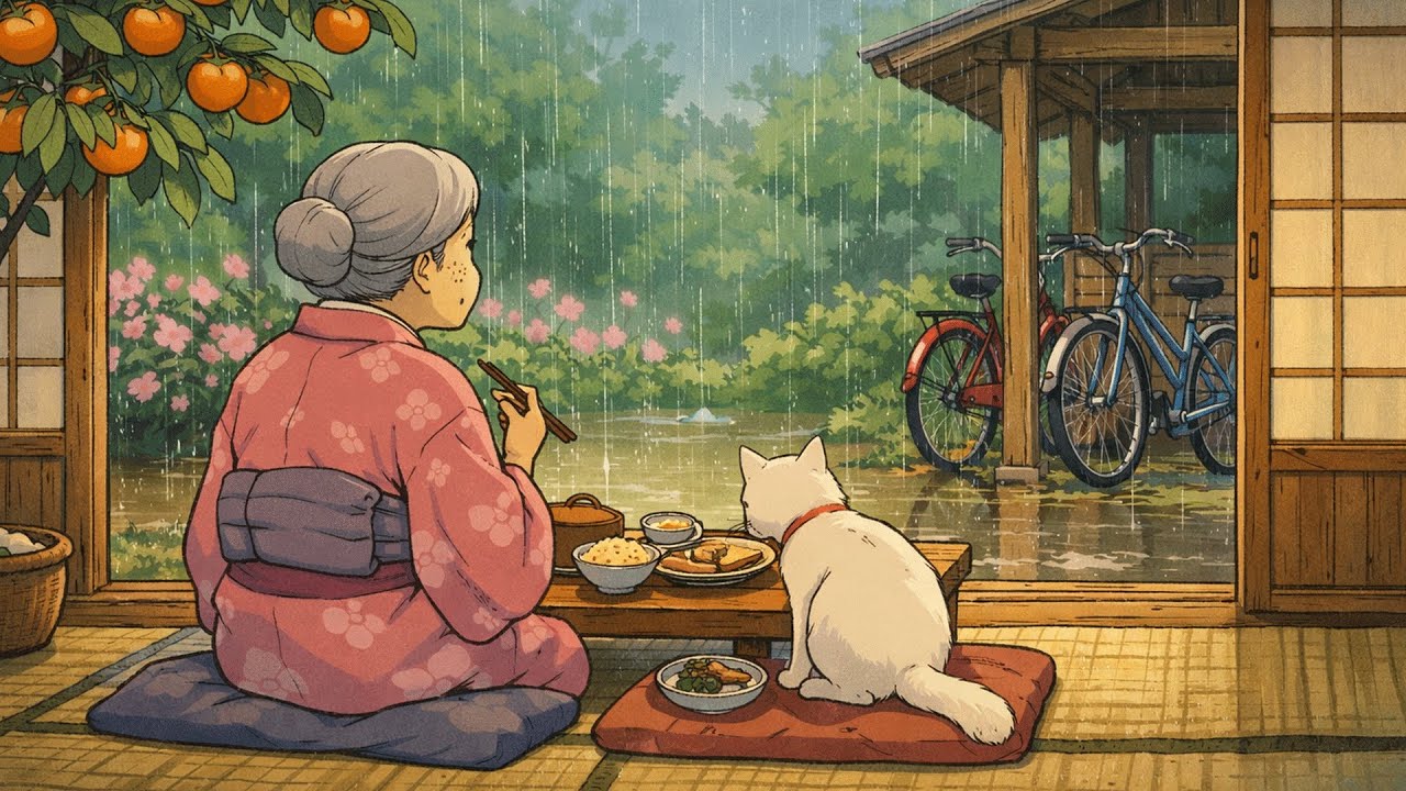 A Quiet Day with Grandma and Her Cat | Ghibli-Style Slow Living