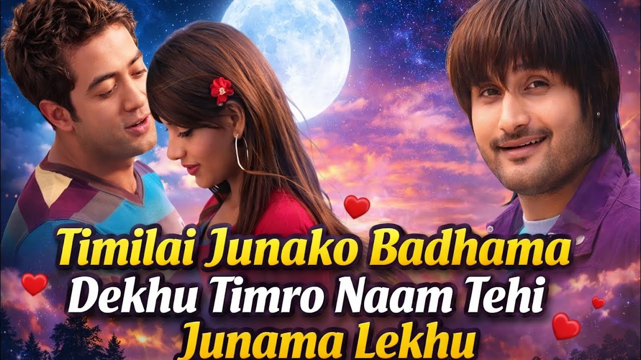 Timilai Junako Badlama Dekhu तिमीलाई जुनको बद्लामा देखु 😍💓| Nepali Lyrics Video | AK Heart Broken 💔