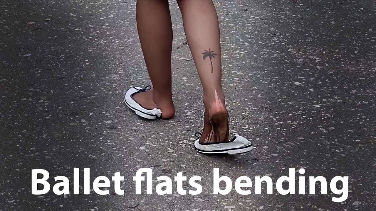 Ballet flats abuse, ballet flats bending, shoes abuse, well worn ballet flats, ballet flats (# 863)